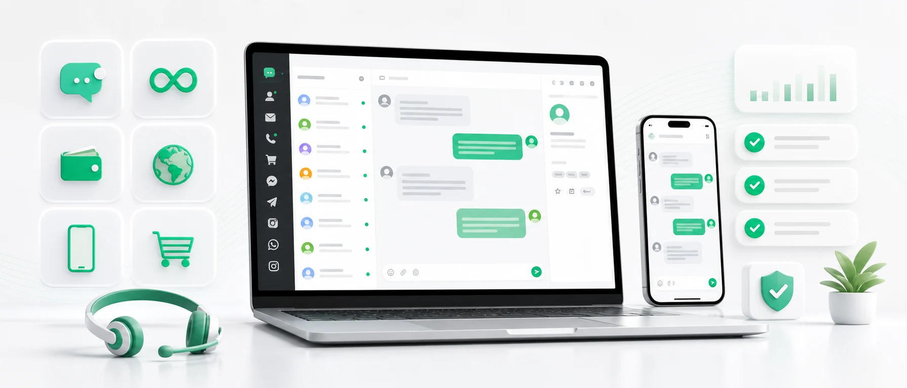 Kostenloser Live-Chat ohne Nachrichtenlimit mit Inbox-Dashboard, mobiler App und Kundenservice-Kanälen