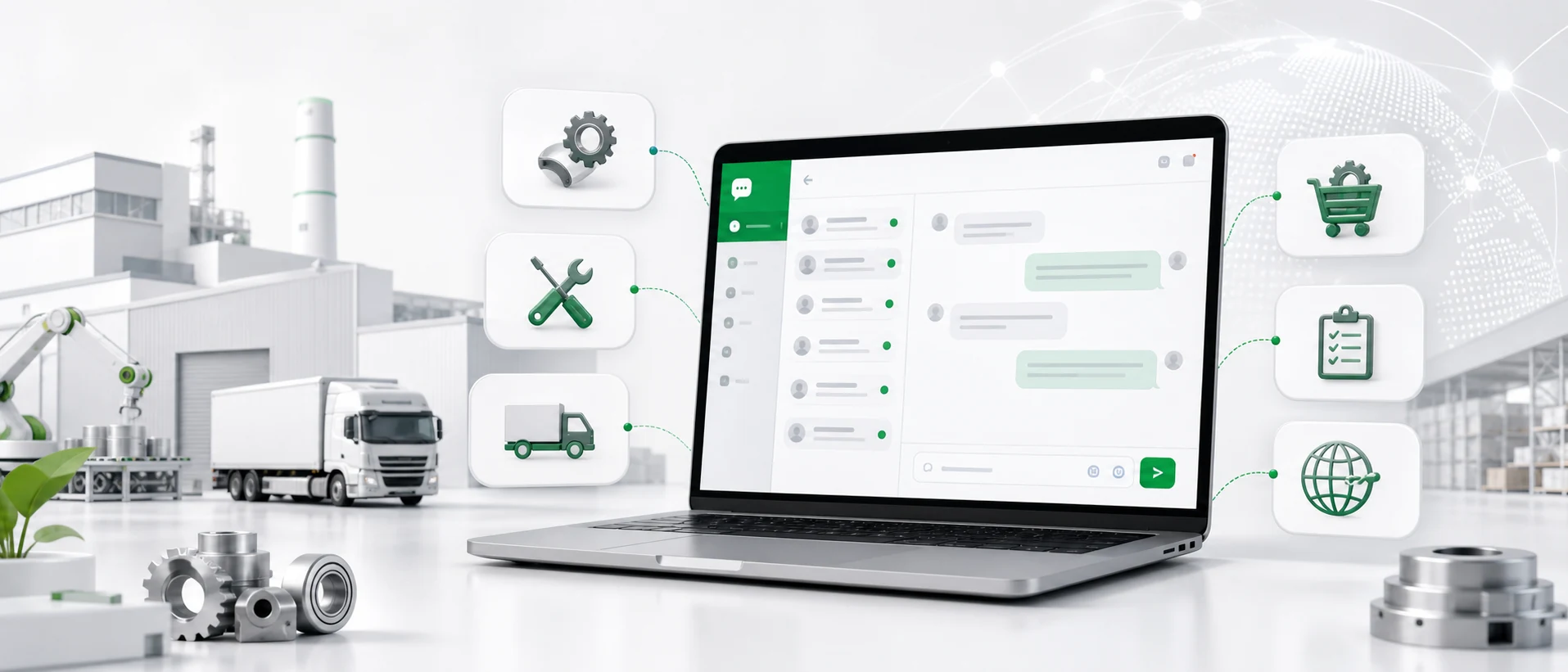 Live-Chat und Omnichannel-Inbox für internationale B2B-Anfragen in einem Produktionsunternehmen